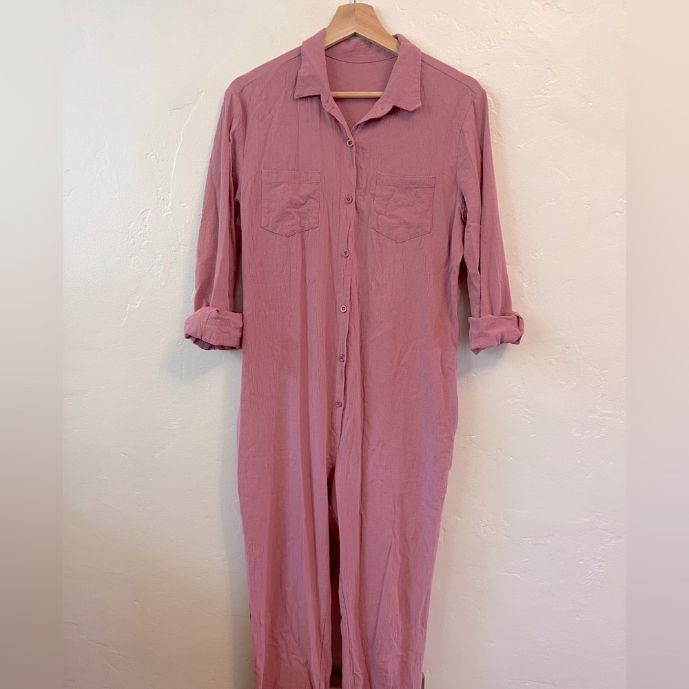Crinkly mauve/pink jumpsuit